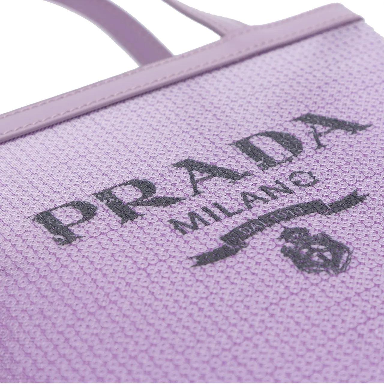 Thumbnail - Prada Shopper - Small Sequined Mesh Logo Tote - Gr. unisize - in Lila - für Damen