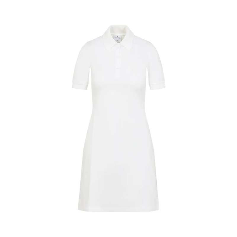 Courrèges Mini-jurk A-Line White Cotton Dress With Polo Collar White