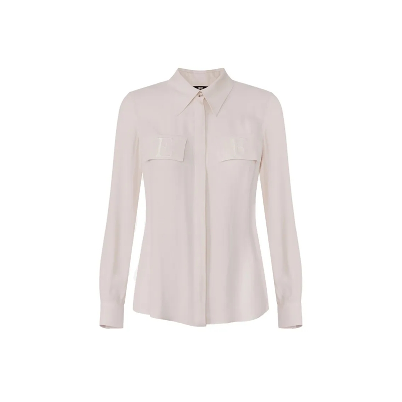 Elisabetta Franchi Overhemd White Viscose Shirt With Classic Collar White