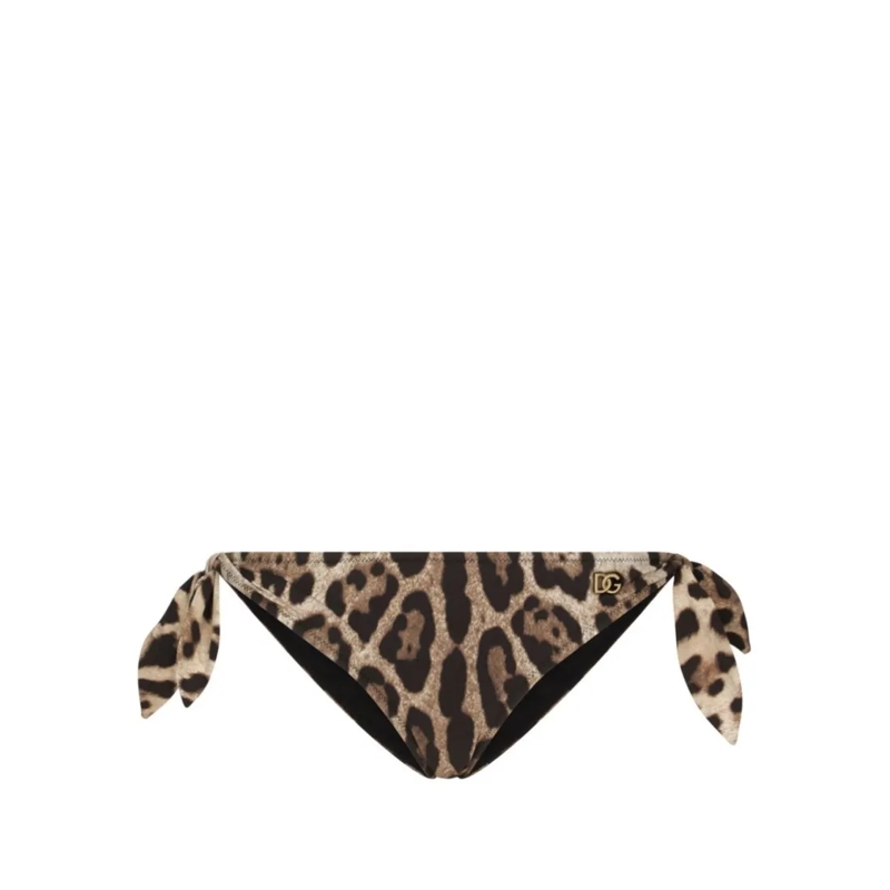 Dolce&Gabbana  Leopard Print Bikini With Side Tie Closure Brown