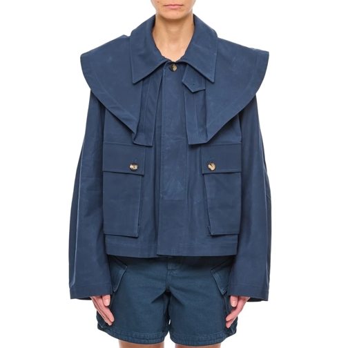 J.W.Anderson Übergangsjacke Oversized Collar Cropped Trench Jacket Blue