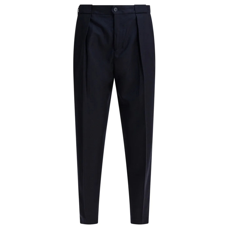 Briglia  Tapered Black Trousers With Pleated Detailing Black