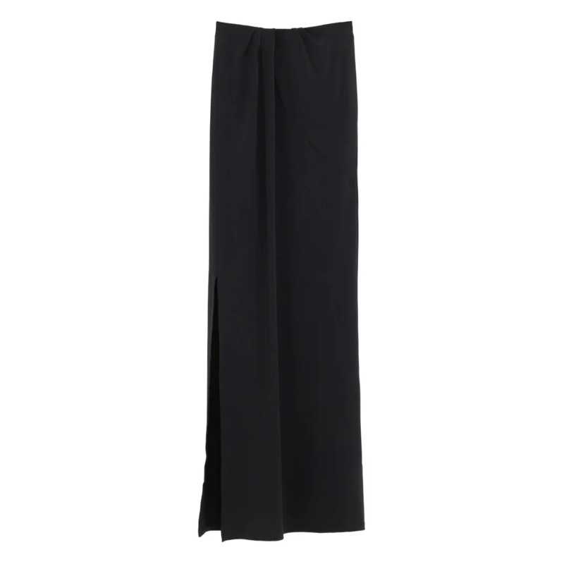 Jacquemus Midirok Floor-Length Black Skirt With Subtle Side Slit Black