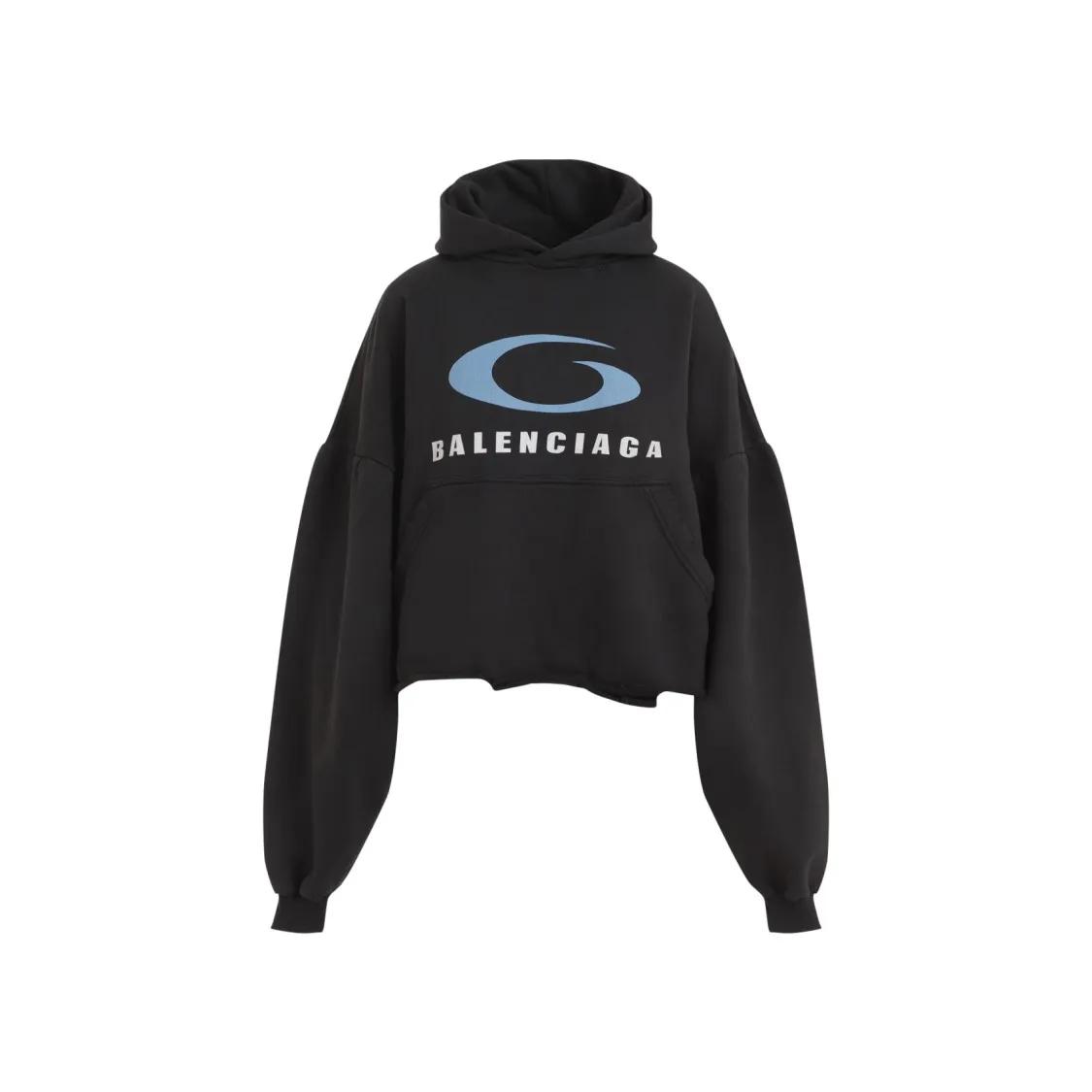 Balenciaga - Black Cotton Cropped Hoodie - Größe 1 - schwarz