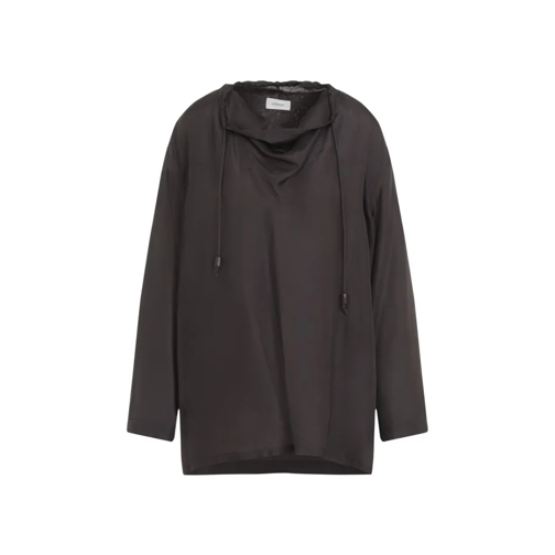 Lemaire Langärmelige Oberteile Shawl Collar Top Brown