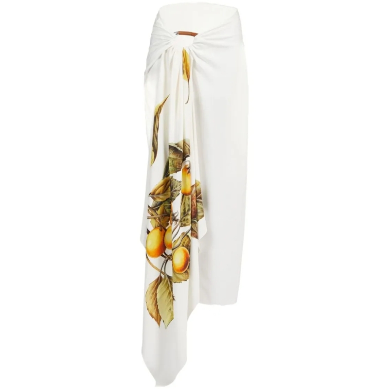 Salvatore Ferragamo Midirok High-Waisted Draped Skirt White
