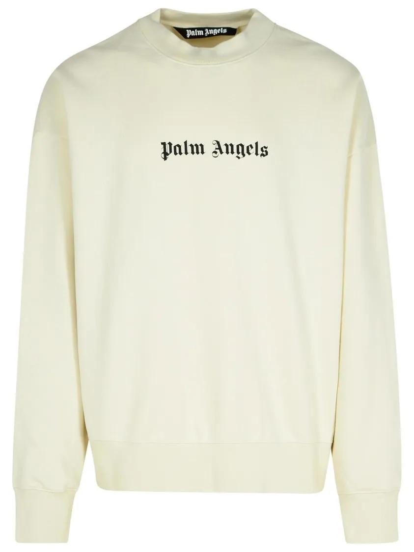 Palm Angels - Cream Cotton Sweatshirt - Größe L - weiß