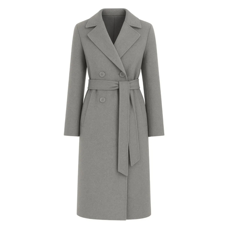 Max Mara Bontjassen Double-Breasted Tailored Coat With Peak Lapel Grey