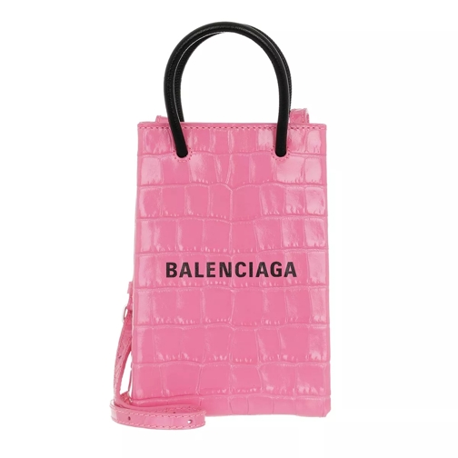 Balenciaga Shopping Phone Holder Bag Leather Baby Pink Handytasche