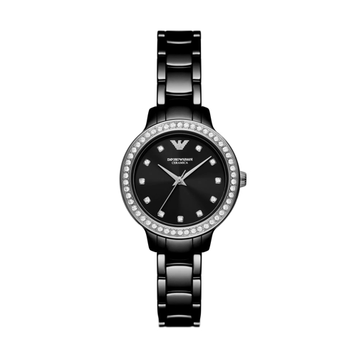 Emporio Armani Three-Hand Ceramic Watch Black Quartz Horloge