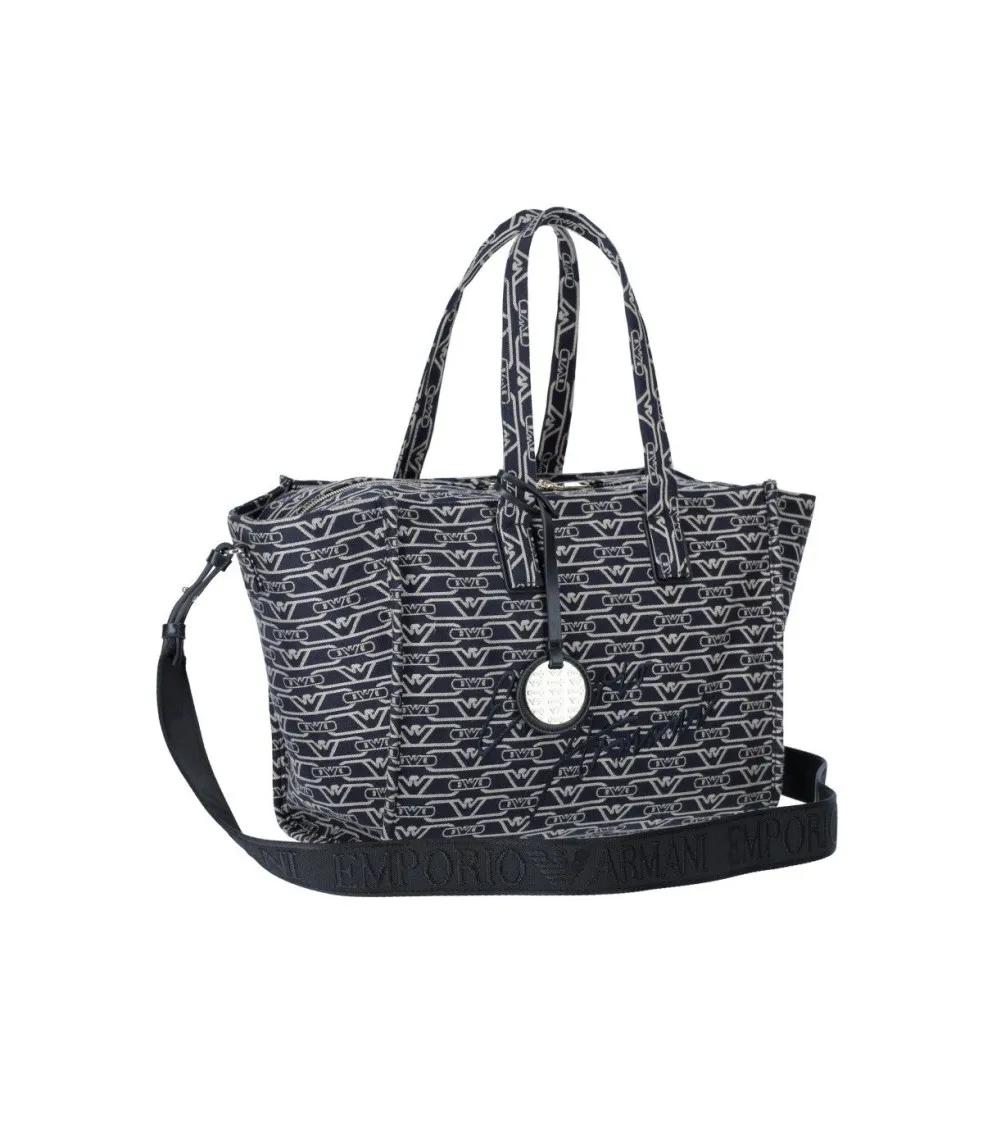 Emporio Armani Shoppers & Totes Monogram Blue Écru Medium Shopping Bag in blauw