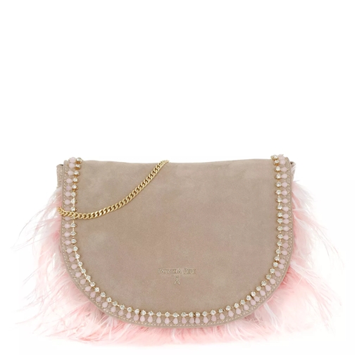 Patrizia Pepe Crossbody Bag Feathers+Gemstones Suede Butterfly Rose Borsetta a tracolla