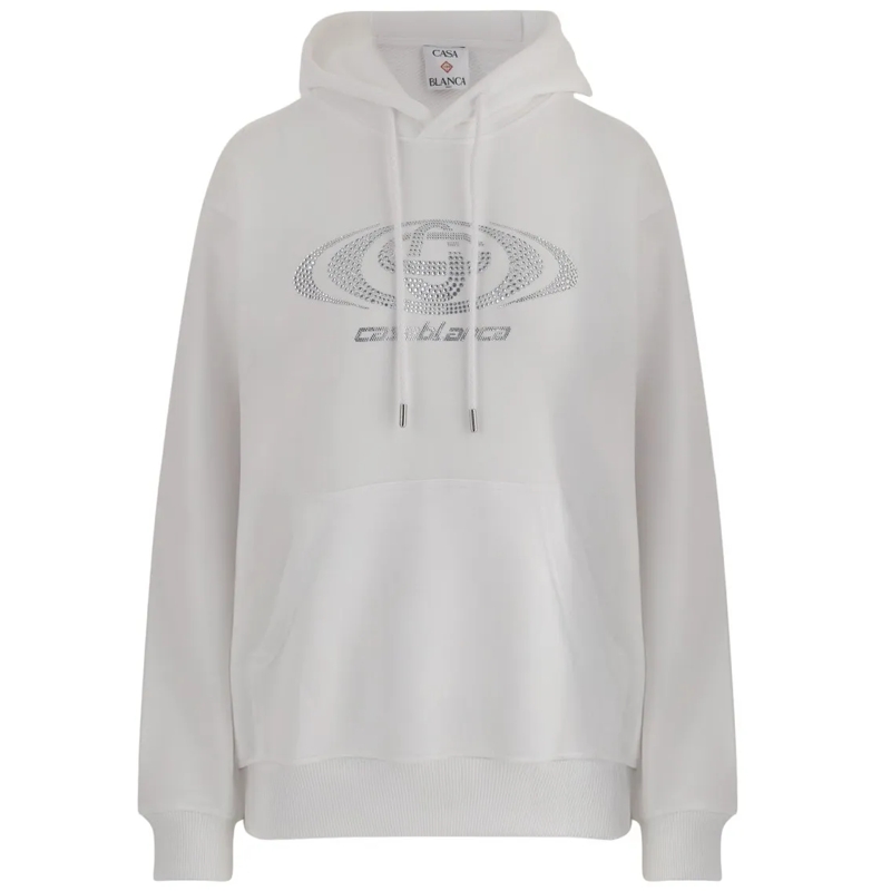 Casablanca  Rhinestone-Embellished White Cotton Sweatshirt White