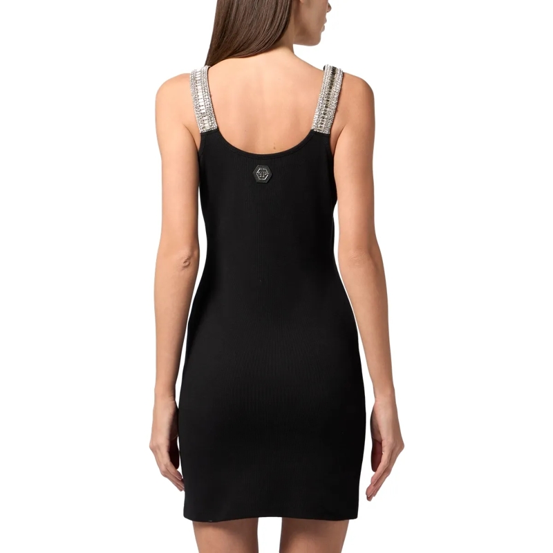 Philipp Plein Minikleid Mini Tank Dress Strass Hexagon schwarz(Image 2)