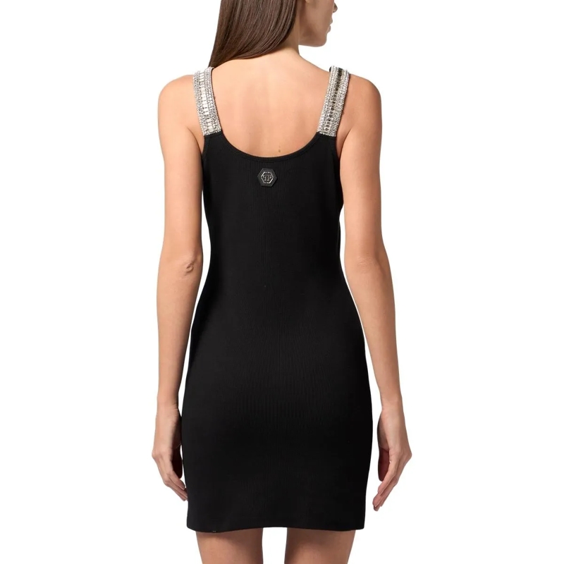 Philipp Plein Minikleid Mini Tank Dress Strass Hexagon schwarz(Image 3)