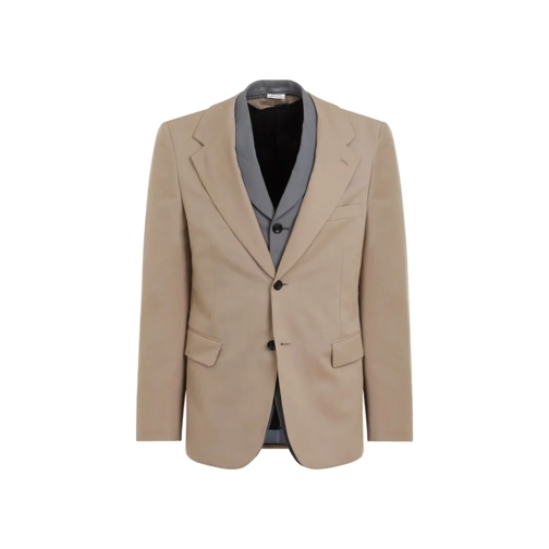 Comme des Garcons Blazer Gray And Beige Layered Wool Jacket Brown