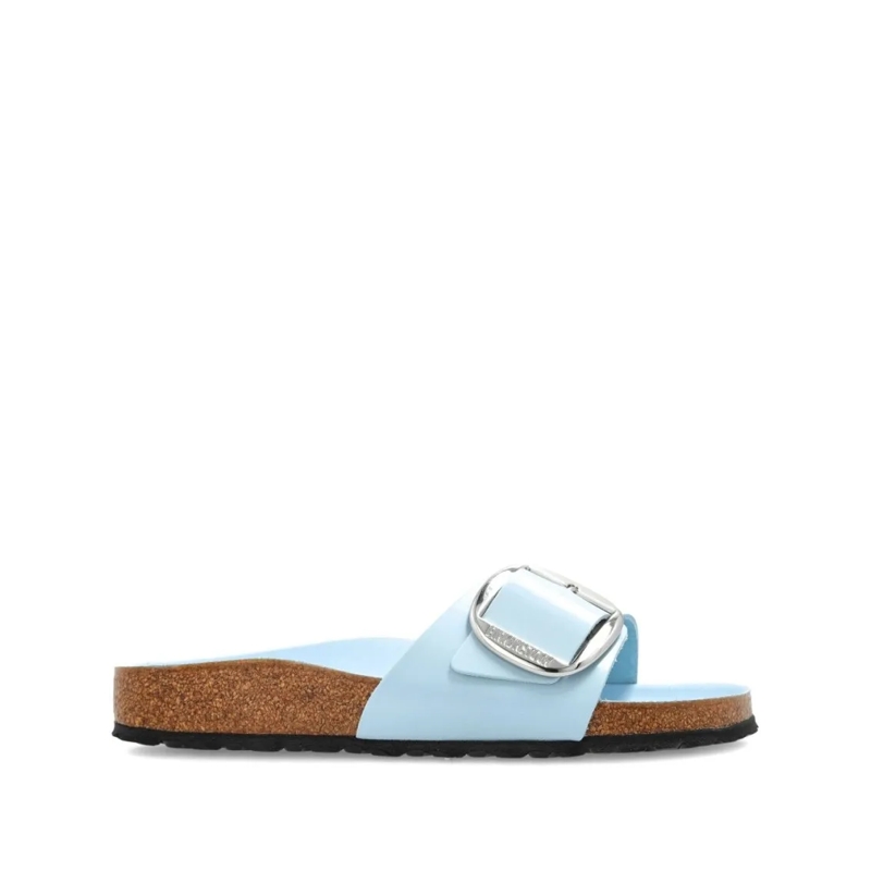 Birkenstock Sandalen Pastel Blue Leather Sandals With Metallic Buckle Blue