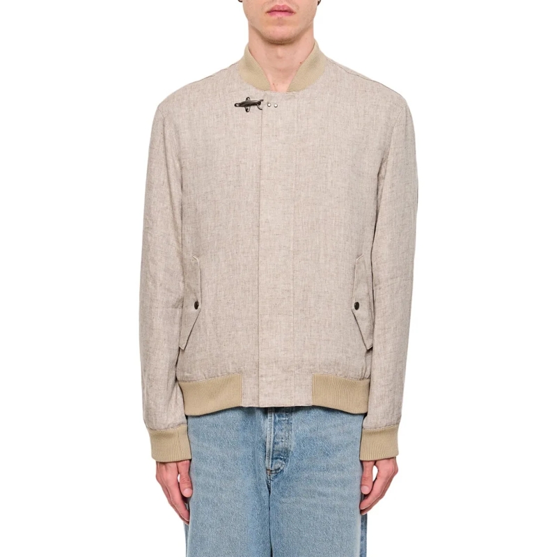 Fay  Fay Bomber Jacket With Hook Neutrals