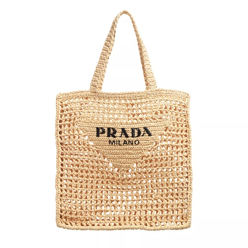 Prada North-South Open Double Handle With Contrasting Lo Natural Rymlig shoppingväska