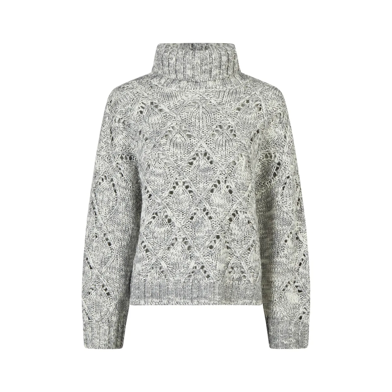Marc Aurel Rollkragenpullover Pullover aus grobem Netzmuster grau