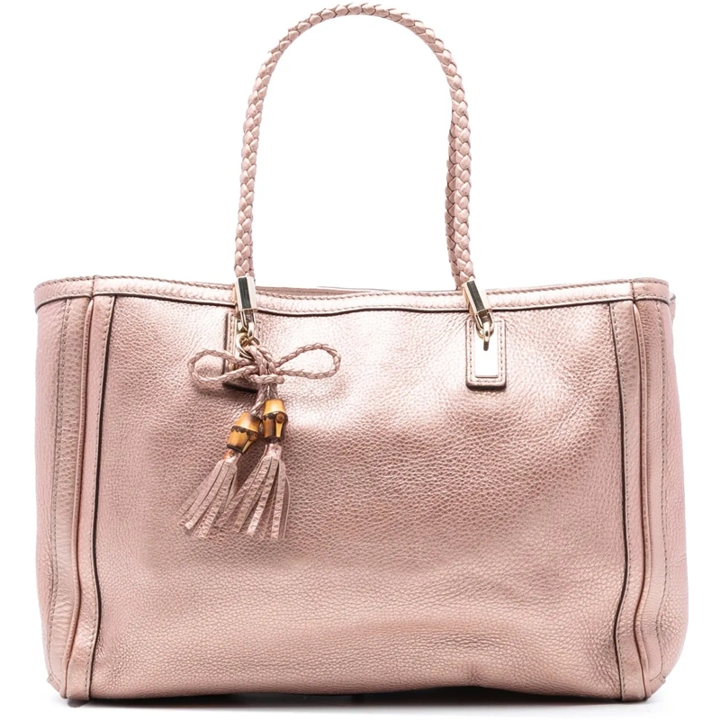 Gucci Shopper Medium Metallic Leather Bella Tote rose