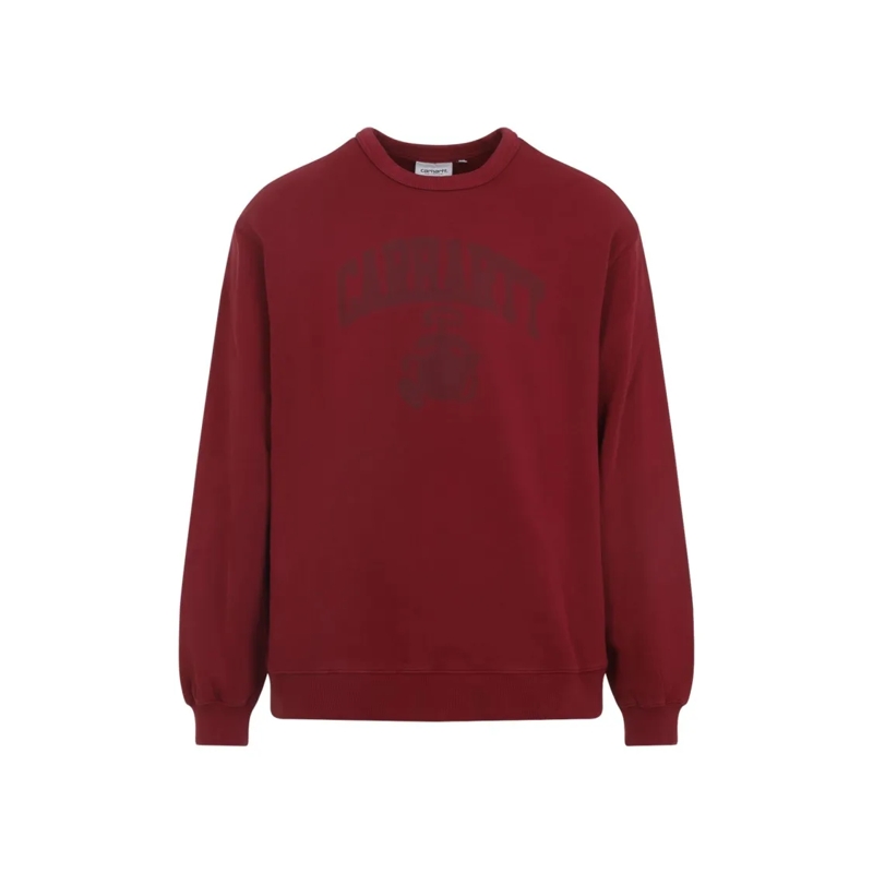 Carhartt Wip  Burgundy Cotton Sweatshirt With Tonal Logo Print Red