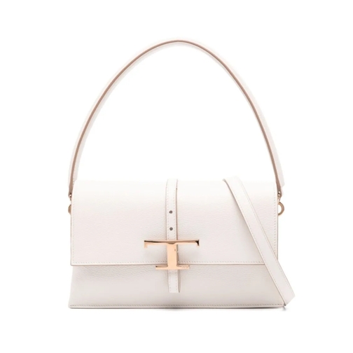 Tod's Sac à bandoulière Structured White Handbag With Gold-Tone Clasp White