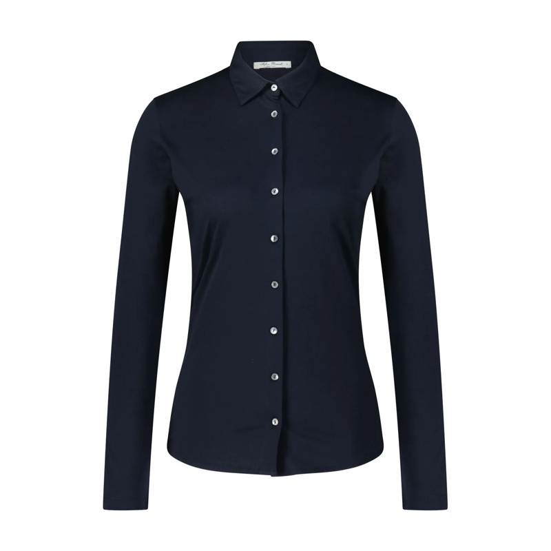 Stefan Brandt Blouse Hemdbluse Alma aus Pima-Baumwolle Dunkelblau