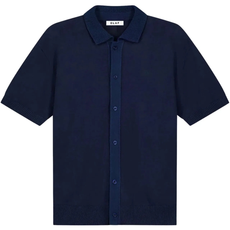 ØLÅF Poloshirt Olaf Linen Knitted Ss Polo Polos Donkerblauw M2507 blau