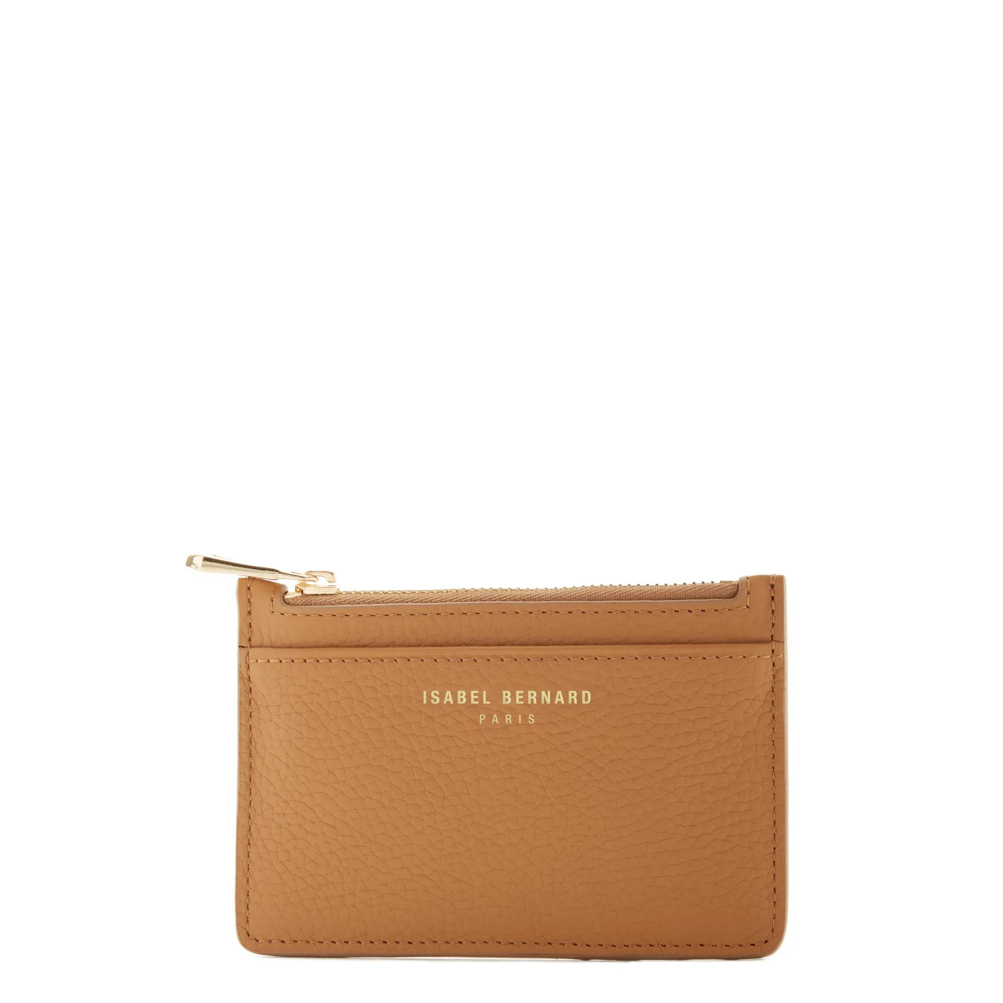 Isabel Bernard Portemonnaie - Honoré Aveline Camel Calfskin Leather Card Holder - Gr. unisize - in Cognacbraun - für Damen - aus Textil & Kalbsleder