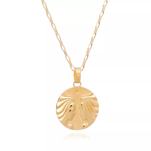 Rachel Jackson London Statement Gemini Zodiac Art Coin Long Necklace  Yellow Gold Medium Necklace
