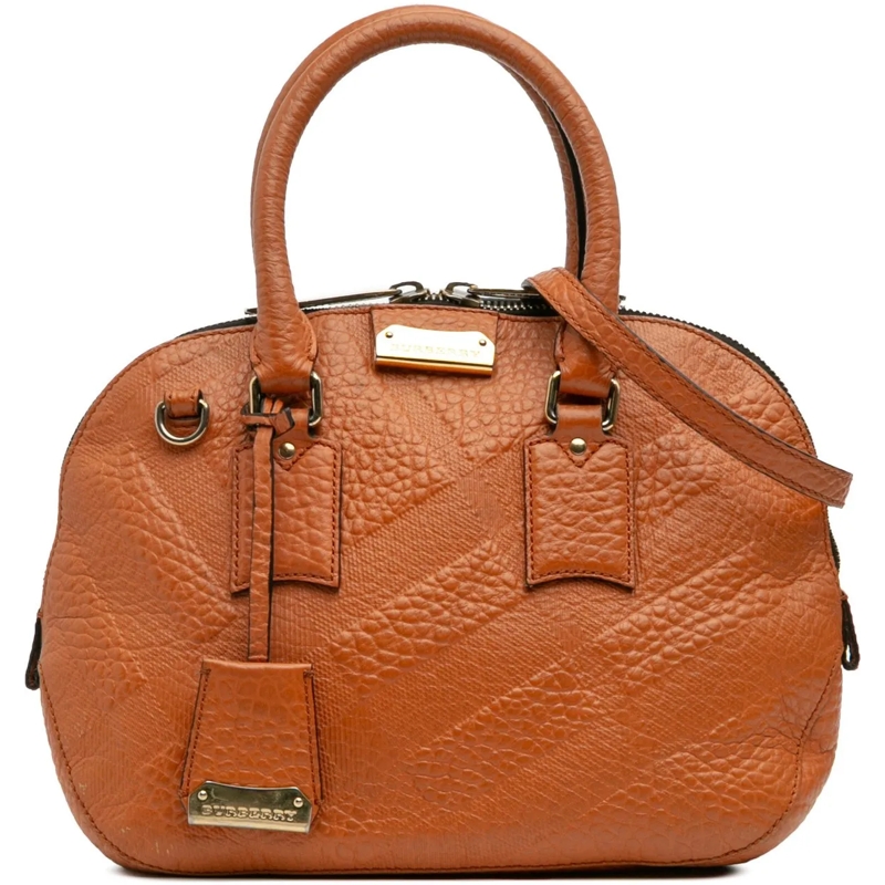 Burberry Schultertasche Small Heritage Grain Check Embossed Leather Orchar orange