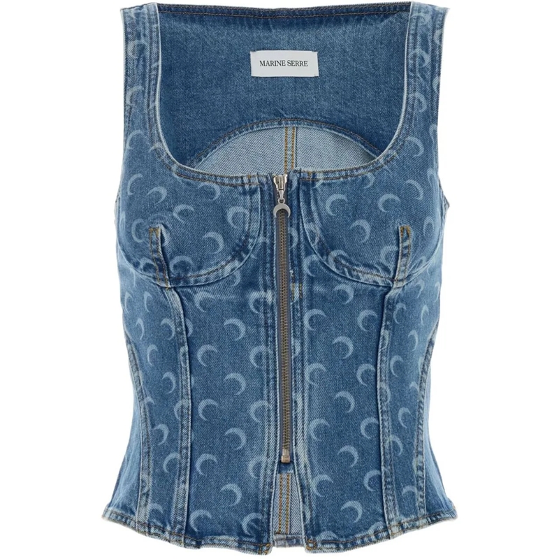 Marine Serre Top Top Clear Blue blau