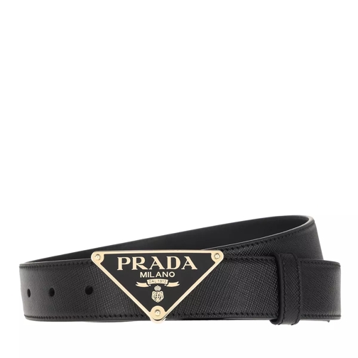 Prada Logo Buckle Belt Black Gold Leather Belt