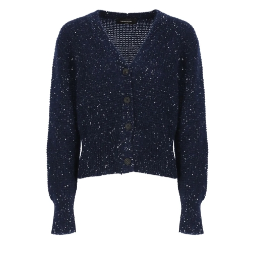 Fabiana Filippi Blue Cardigan With Paillettes Blue Cardigan