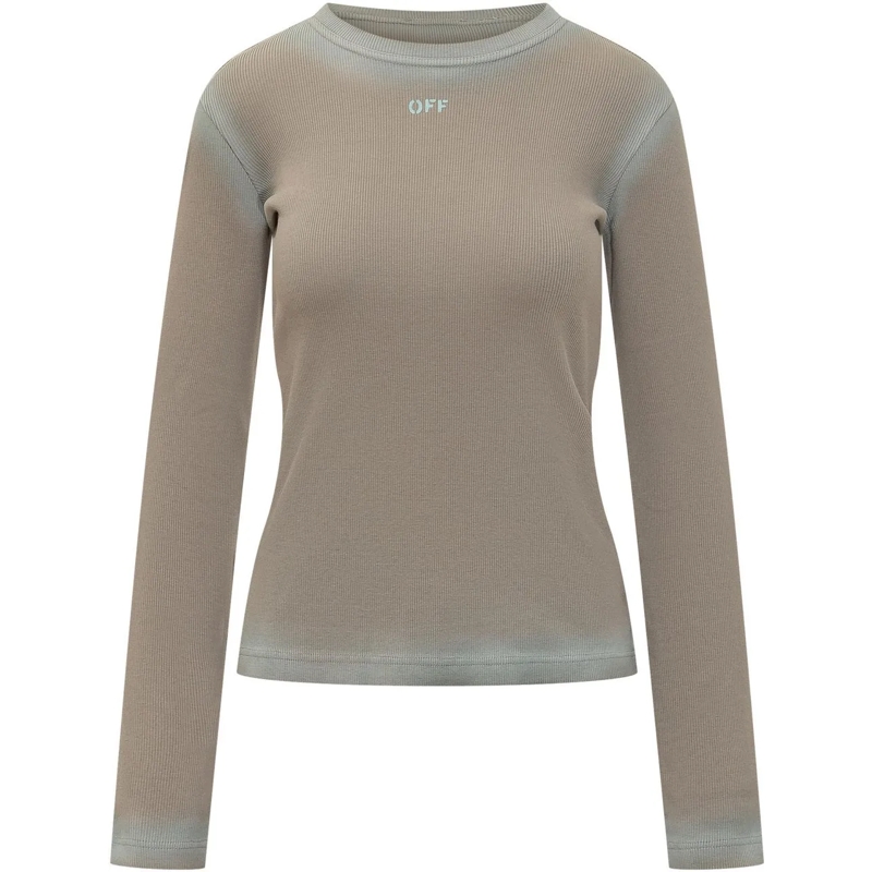 Off-White Haut à manches longues Top a Costine Maniche Lunghe con Logo taupe