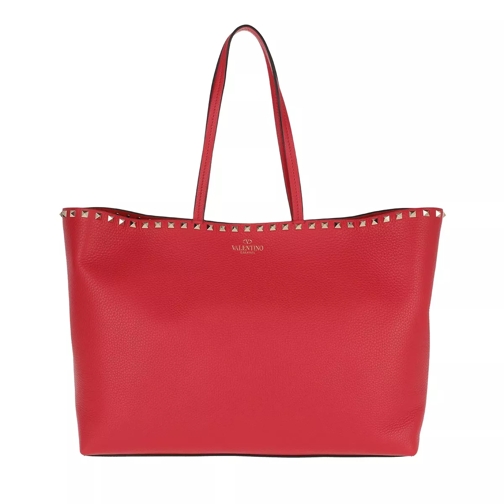 Valentino Garavani Rockstud Studded Shopping Bag Leather Red Shoppingväska