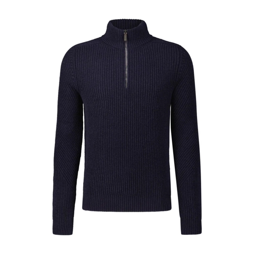 Iris von Arnim Strickpullover mit Zip-Kragen Navy Maglione