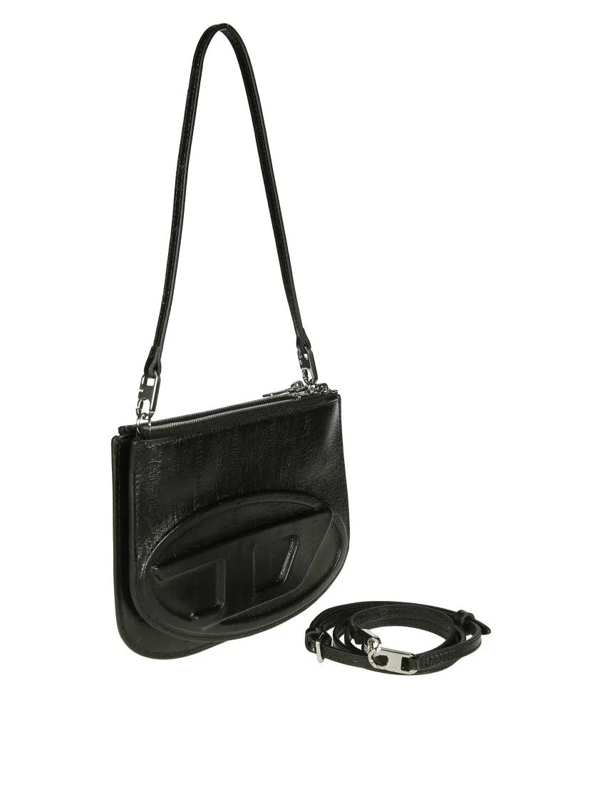 Diesel Hobo bags Shoulder Bag With Large Letter Logo in zwart