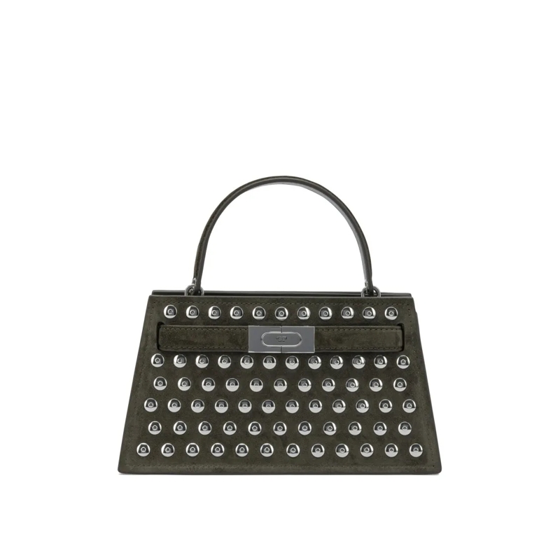 Tory Burch Schultertasche Trapezoidal Suede Handbag With Metallic Studs Black