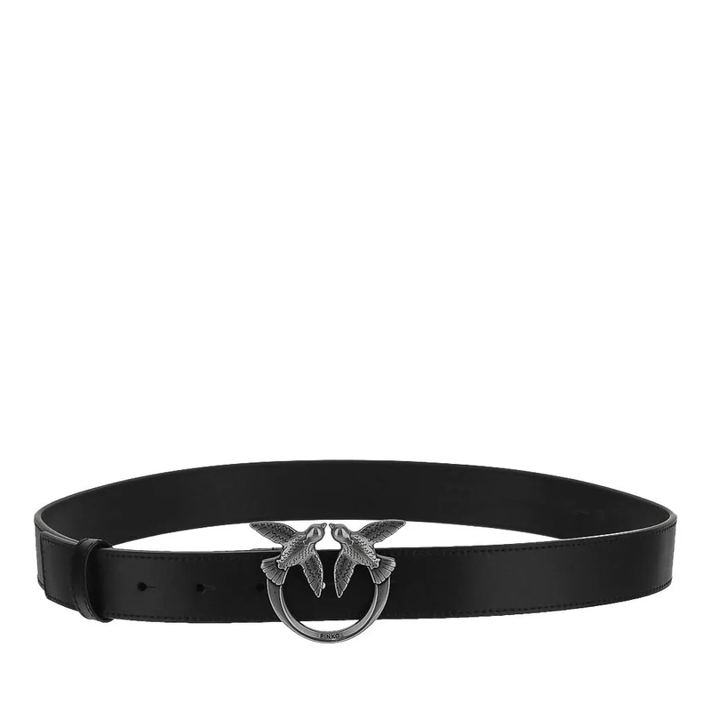 Pinko Ledergürtel Love Berry H3 Belt Nero-Old Silver