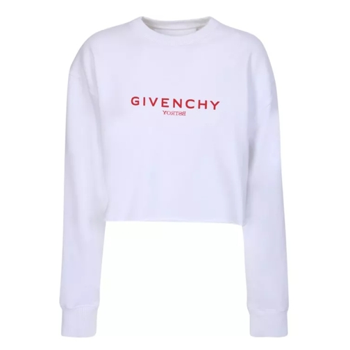 Givenchy Crop Sweatshirt With Logo White Sweatshirts