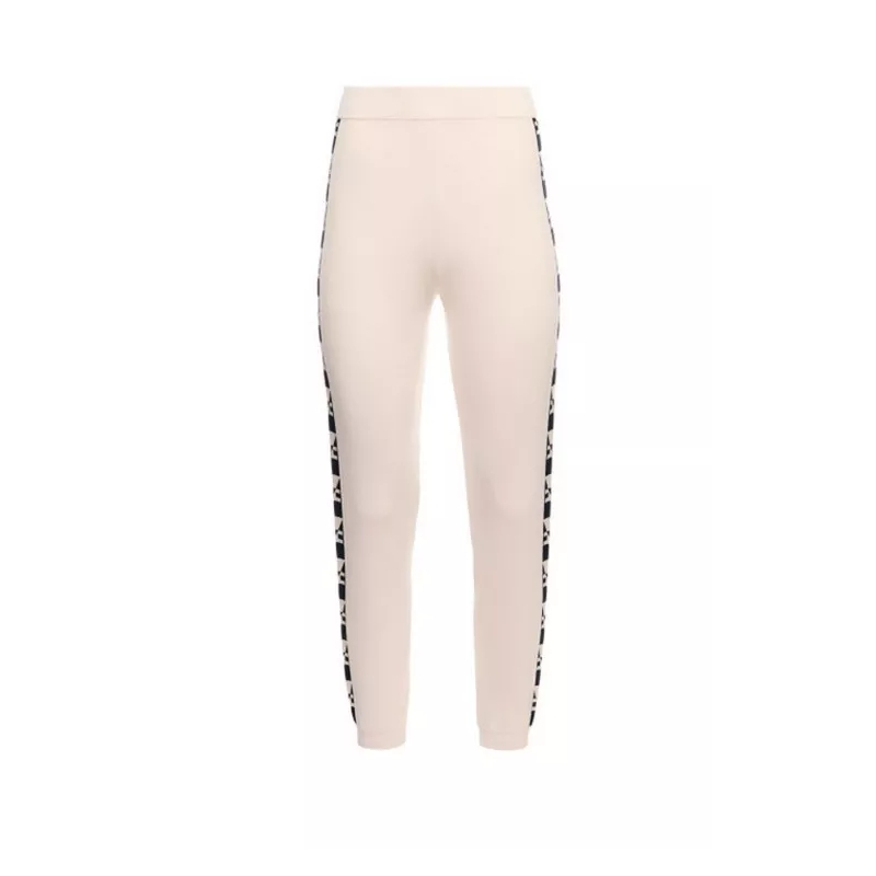 Elisabetta Franchi Broek Butter-Colored Trousers With Side Print Neutrals