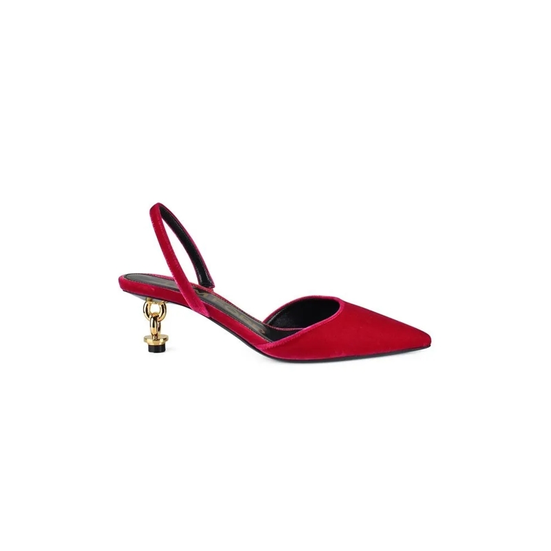 Tom Ford Pumps Velvet Chain Heel Slingback Red