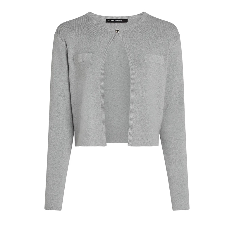 Karl Lagerfeld Gestricktes Oberteil IKON CARDIGAN grau