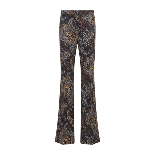 Etro  Cady Printed Blue Black Viscose Pants Black