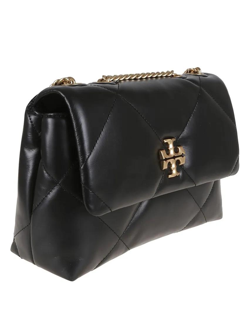 TORY BURCH Hobo bags Black Kira Diamond Quilt Convertible Soft Leather in zwart