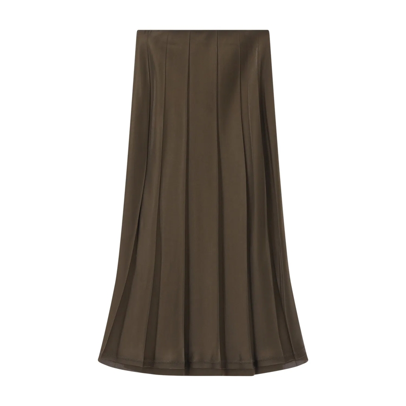 Vince Jupe longue Midirock Raw-Edge aus Satin grün