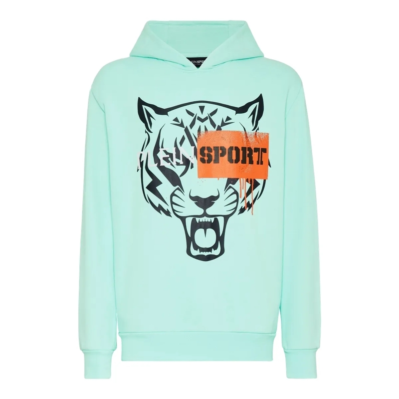 Plein Sport Top Hoodie Tiger grün