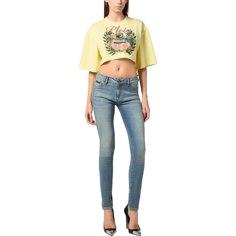 Philipp Plein T-Shirt Cropped T-Shirt Cannes Tennis Club gelb(Image 4)